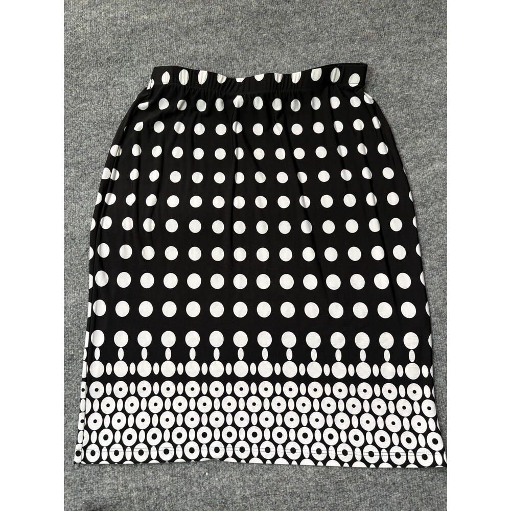 Chico's Skirt Womens Medium Black White Polka Dots Below the Knee